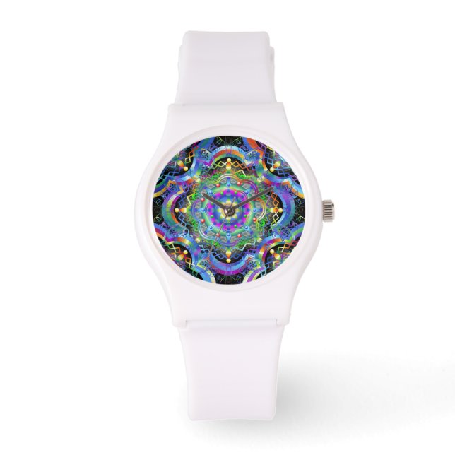 Mandala Universe Psychedelic Colors Armbanduhr (Vorderseite)