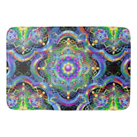 Mandala Universe Psychedelic Colors Badematte (Vorderseite)