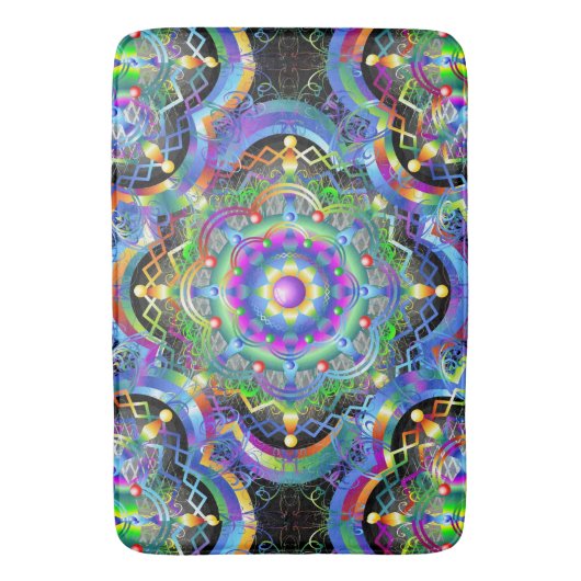 Mandala Universe Psychedelic Colors Badematte (Vorderseite Vertikal)
