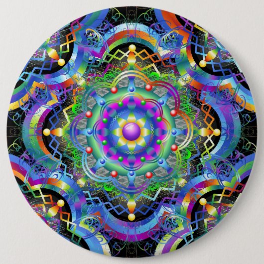 Mandala Universe Psychedelic Colors Button (Vorderseite)