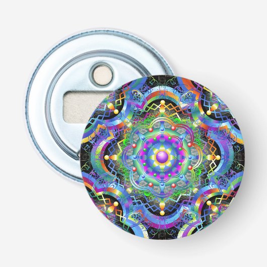 Mandala Universe Psychedelic Colors Flaschenöffner (Vorderseite)