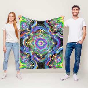 Mandala Universe Psychedelic Colors Fleecedecke