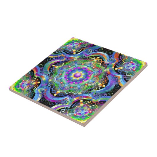 Mandala Universe Psychedelic Colors Fliese (Seite)