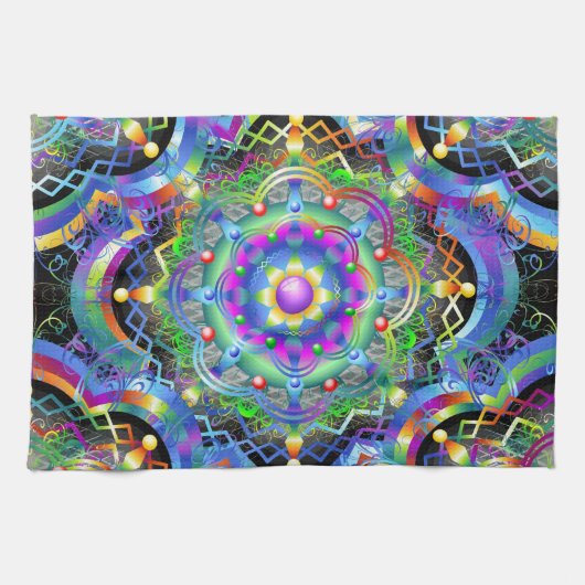 Mandala Universe Psychedelic Colors Geschirrtuch (Horizontal)