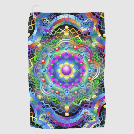 Mandala Universe Psychedelic Colors Golfhandtuch (Vorderseite)