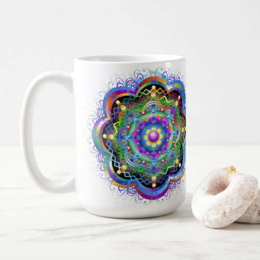 Mandala Universe Psychedelic Colors Kaffeetasse (Mit Donut)