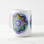Mandala Universe Psychedelic Colors Kaffeetasse (Vorderseite Links)