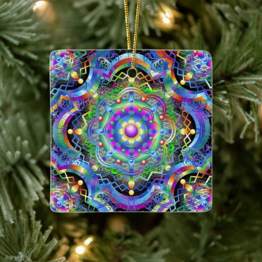 Mandala Universe Psychedelic Colors Keramikornament (Baum)