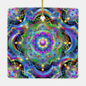 Mandala Universe Psychedelic Colors Keramikornament (Rückseite)