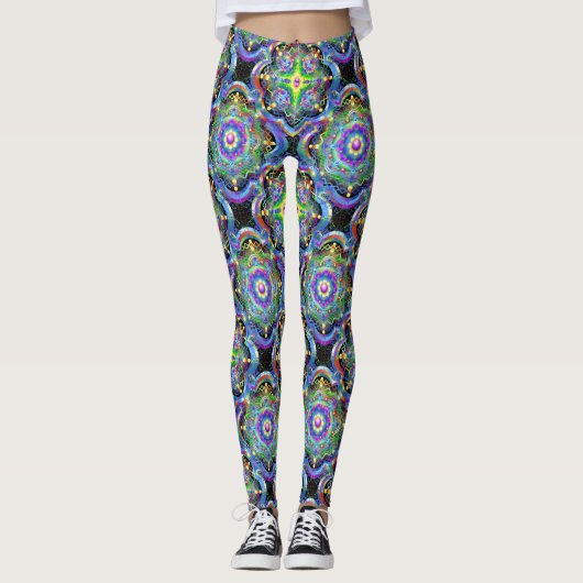 Mandala Universe Psychedelic Colors Leggings (Vorderseite)