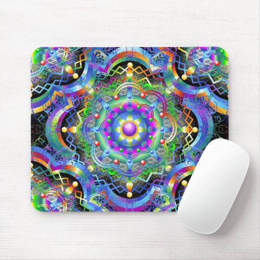 Mandala Universe Psychedelic Colors Mousepad (Mit Mouse)