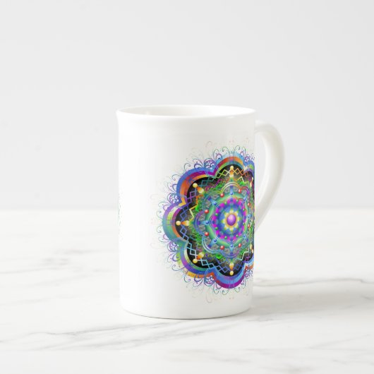 Mandala Universe Psychedelic Colors Porzellantasse (Vorderseite Rechts)