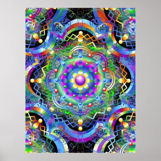 Mandala Universe Psychedelic Colors Poster (Vorne)