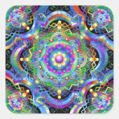 Mandala Universe Psychedelic Colors Quadratischer Aufkleber (Vorderseite)