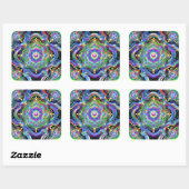 Mandala Universe Psychedelic Colors Quadratischer Aufkleber (Blatt)