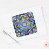 Mandala Universe Psychedelic Colors Quadratischer Aufkleber (Umschlag)