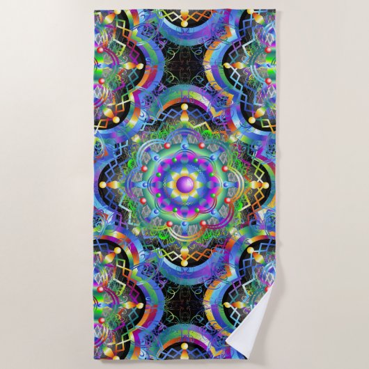 Mandala Universe Psychedelic Colors Strandtuch (Vorderseite)