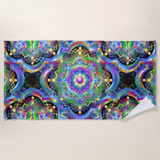 Mandala Universe Psychedelic Colors Strandtuch (Vorderseite)