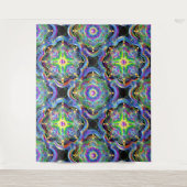 Mandala Universe Psychedelic Colors Wandteppich (Vorderseite)