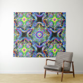 Mandala Universe Psychedelic Colors Wandteppich (Beispiel (Horizontal))