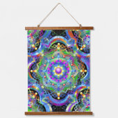 Mandala Universe Psychedelic Colors Wandteppich Mit Holzrahmen (Vorderseite)