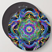 Mandala Universum psychedelische Farben Button (Vorne & Hinten)