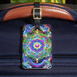Mandala-Universum psychedelische Farben Gepäckanhänger