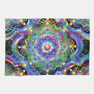 Mandala-Universum psychedelische Farben Geschirrtuch