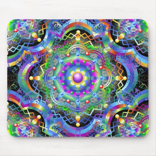Mandala Universum psychedelische Farben Mousepad (Vorne)
