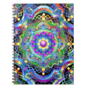 Mandala-Universum psychedelische Farben Notizblock