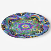 Mandala-Universum psychedelische Farben Pappteller (Schrägansicht)
