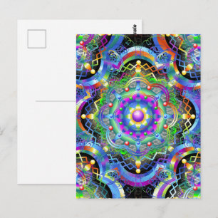 Mandala-Universum psychedelische Farben Postkarte
