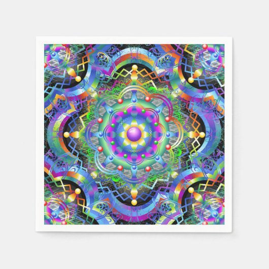 Mandala-Universum psychedelische Farben Serviette (Vorderseite)