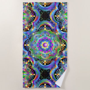 Mandala Universum psychedelische Farben Strandtuch