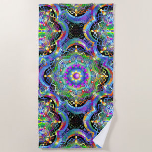 Mandala-Universum psychedelische Farben Strandtuch