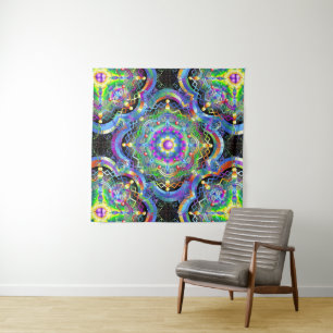 Mandala Universum psychedelische Farben Wandteppich