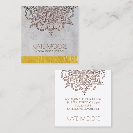 Mandala-Universum-Symbol mit Goldmetallischem Rand Quadratische Visitenkarte (Vorne/Hinten)