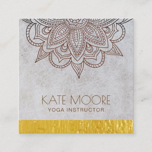 Mandala-Universum-Symbol mit Goldmetallischem Rand Quadratische Visitenkarte (Vorderseite)