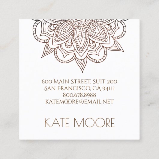 Mandala-Universum-Symbol mit Goldmetallischem Rand Quadratische Visitenkarte (Rückseite)