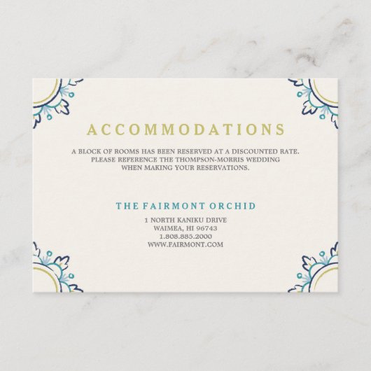 Mandala Unterkunftskarte - Aquamarin Begleitkarte (Vorderseite)