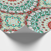 Mandala Urlaub in Rot, Grün und Winter Weiß Geschenkpapier (Ecke)