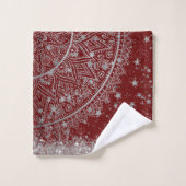 Mandala verzaubern mit Silberstern auf Rot  Badhandtuch Set (Waschlappen)