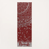 Mandala verzaubern mit Silberstern auf Rot Yogamatte (Vorderseite)