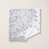 Mandala verzaubern mit Silberstern auf Weiß Badhandtuch Set (Waschlappen)