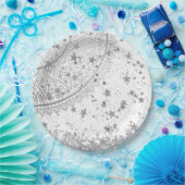 Mandala verzaubern mit Silberstern auf Weiß Pappteller (Party)