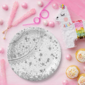 Mandala verzaubern mit Silberstern auf Weiß Pappteller (Party)