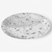 Mandala verzaubern mit Silberstern auf Weiß Pappteller (Schrägansicht)