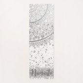 Mandala verzaubern mit Silberstern auf Weiß Yogamatte (Vorderseite)