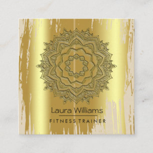 Mandala Vintag Lotus Blume Gold Yoga Instructor Quadratische Visitenkarte