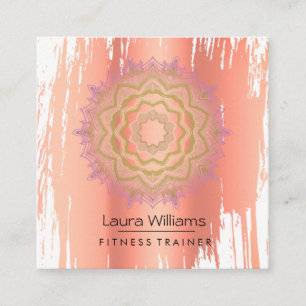 Mandala Vintag Lotus Rose Gold Yoga Instructor Quadratische Visitenkarte